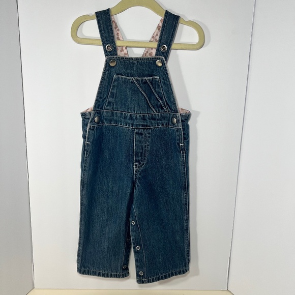 Floral Lined Infant Denim Overalls Lined Pocket vintage/y2k 6/9 months - Picture 1 of 6